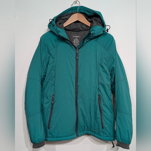 L.L. Bean Jackets & Blazers - L.L. Bean Women's LG Teal Green Hooded Lightweight Packable Primaloft Jacket